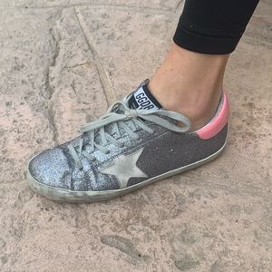 Sparkly Silver Golden Goose